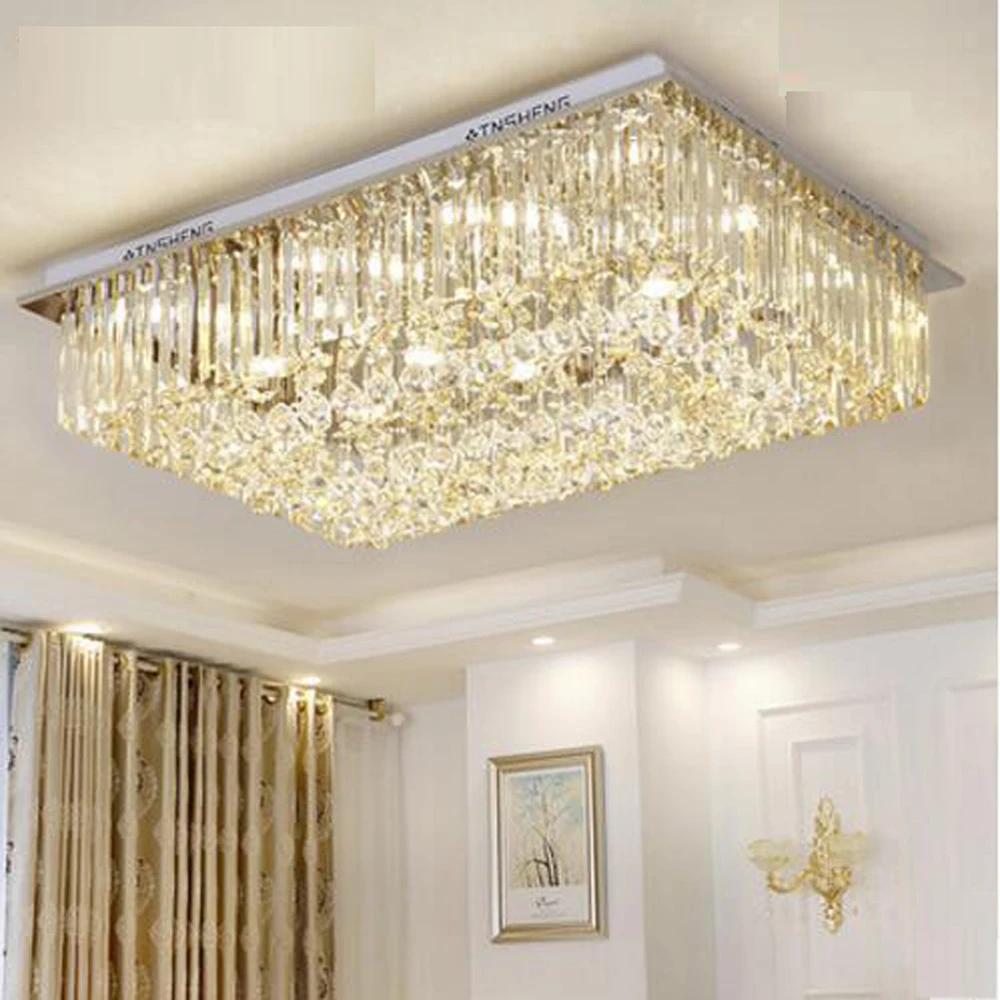 Дизайн прямоугольная хрустальная люстра современное освещение AC110V 220V lustre de cristal лампа для гостиной спальни