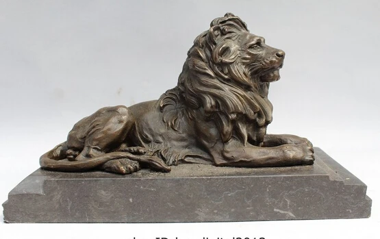 

huij 007946 Western Art Decor Bronze Sculpture Foo Dog Lion King Marble Base Statue Figurine (A0314)