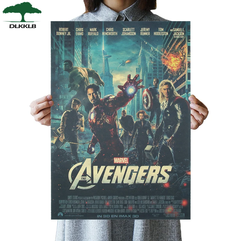 

DLKKLB Marvel Vintage Avenger Movie Poster Kraft Paper Movie Poster Living Room Furniture Decor Painting Super Hero Wall Sticker