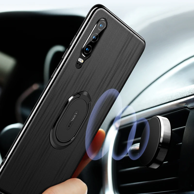 

Cenmaso Original Huawei P30 Pro Case Luxury Car Adsorption Stand PU Leather Protection Back Cover Huawei P30 Case P30 Pro Cover