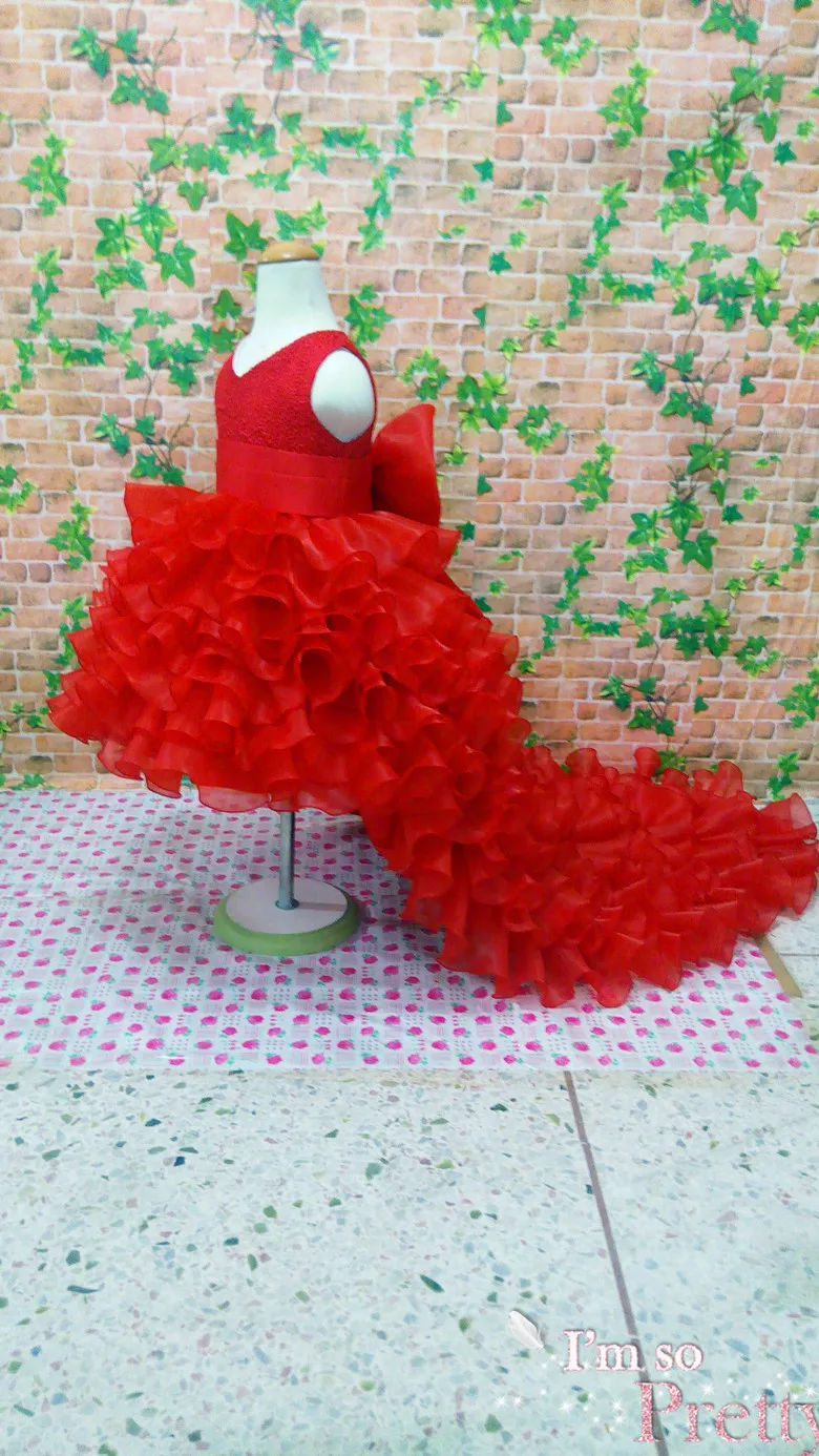 skirt dress for baby girl 2-13T Flower Girl Trailing Wedding Dresses Children High Quality Tutu Mermaid Dress V-Neck Big Bow Princess Long Clothing baby girl skirt