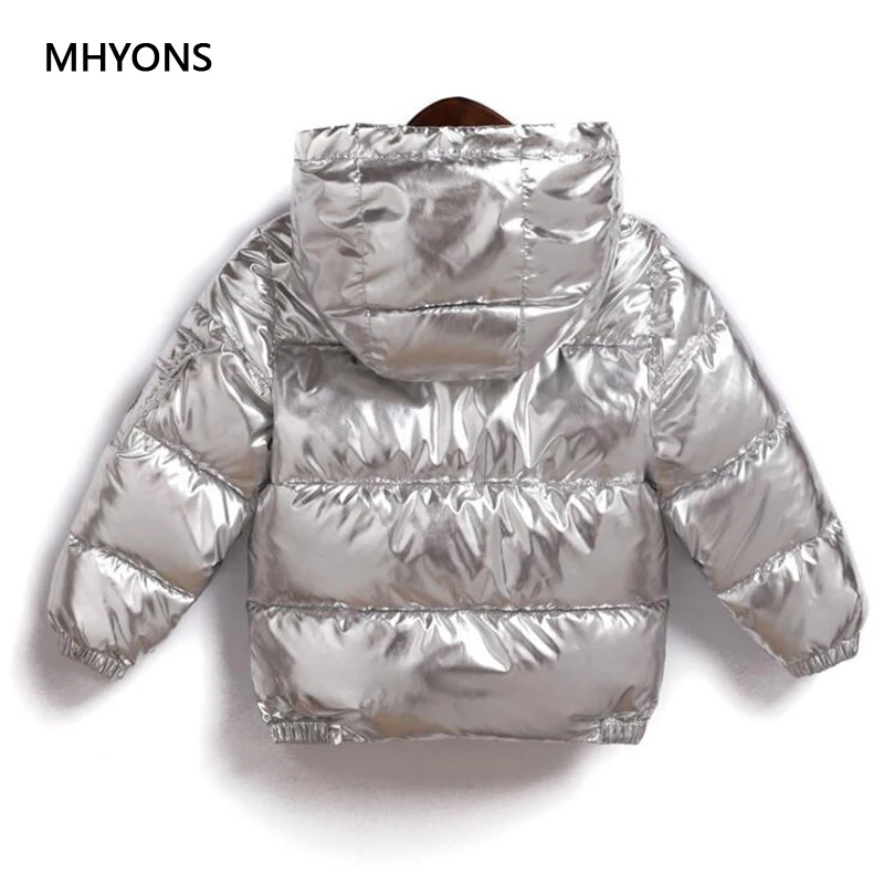Детская куртка с капюшоном MHYONS теплая золотистого/серебристого цвета для