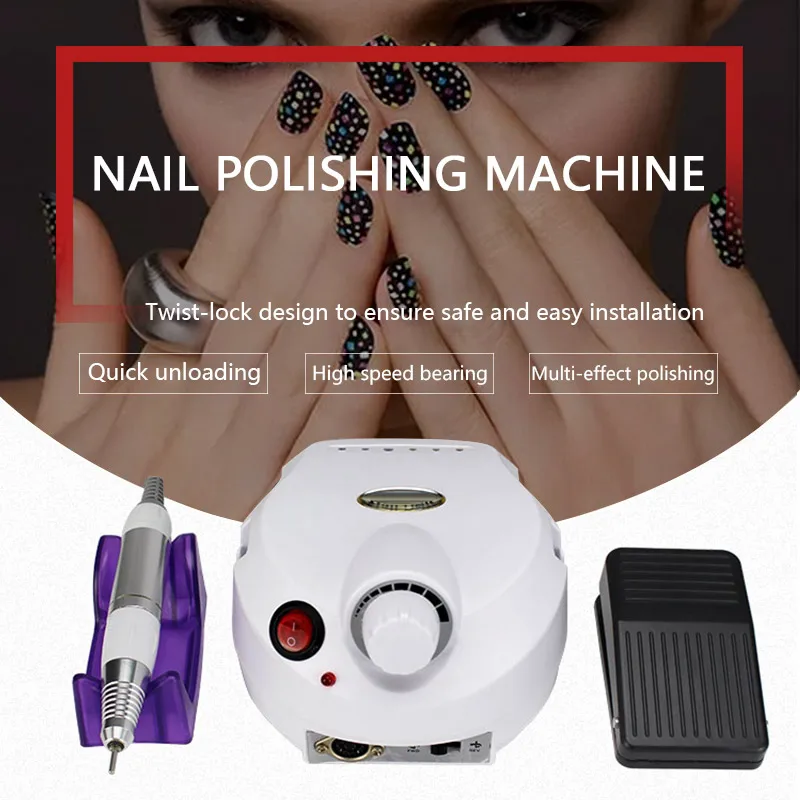 35000rpm Electric Nail Broca Profissional Máquina Anti-queimadura Punho Arquivo Máquina Manicure Kit de Unhas Ferramentas Aparelhos para Manicure 2 Brocas elétricas p manicure e acessórios