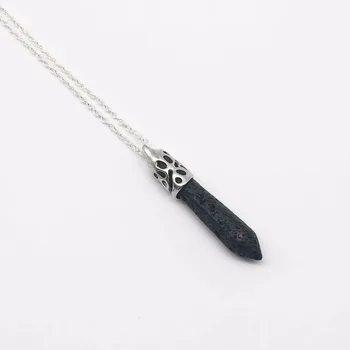 

10pcs) Natura Hexagonal Bullet Lava Stone Necklace Essential Oil Diffuser Volcanic Lava Rocks Necklace Aromatherapy Jewelry