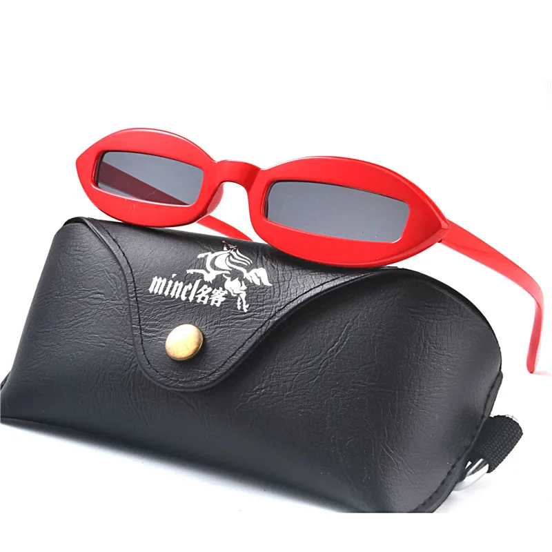 MINCL/ модный дизайн, женские солнцезащитные очки, небольшая овальная оправа, солнцезащитные очки, уникальные очки, забавные ShadesPunk солнцезащитные очки с коробкой FML - Цвет линз: red