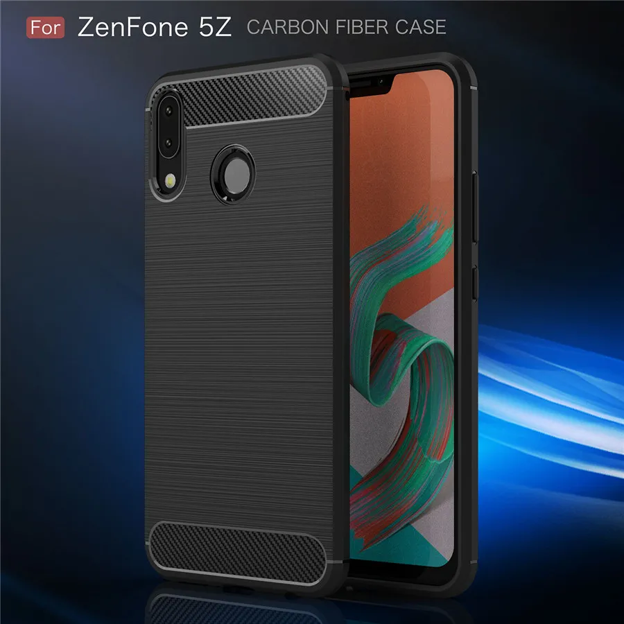 

For Asus Zenfone 5Z ZS620KL Carbon Fiber Cover Anti Knock Silicone Soft Brushed for Asus Zenfone 6 ZS630 ZE620KL ZB501KL ZE554KL