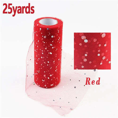 15 см ширина 10/25 ярдов блеск рулон тюля с блестками катушка пачка Свадебная отделка органзы лазер DIY ремесло день рождения поставки - Цвет: Red 25yards