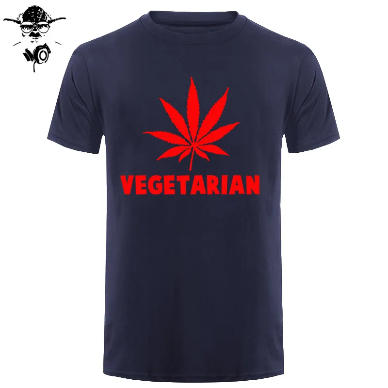 Vegan Вегетарианская Подарочная футболка для мужчин и женщин, футболка для мужчин с изображением животных, футболка для мужчин с зелеными листьями конопли, забавная футболка с коротким рукавом - Цвет: navy red