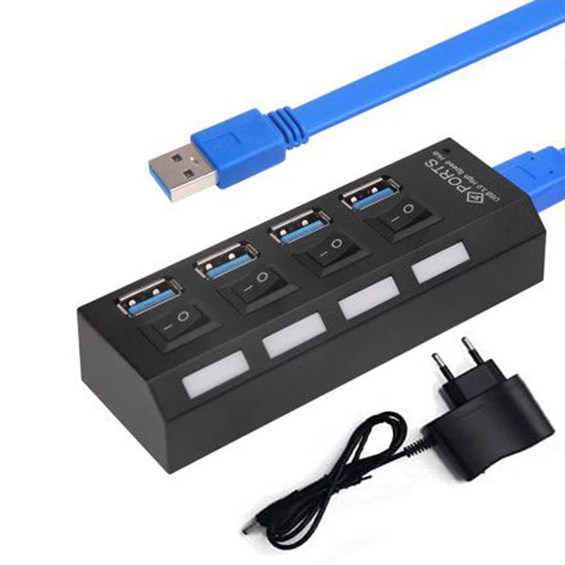

USB HUB 3.0 4 Ports Micro USB 3.0 HUB High Speed 5Gbps USB Splitter 3 HUB With Power Adapter USB Hab For PC Computer Accessories