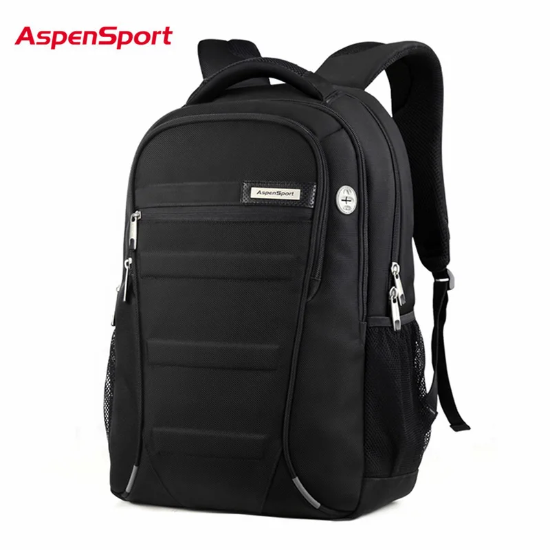 AspenSport الكمبيوتر المحمول حقائب الرجال ل 15-17 بوصة الكمبيوتر الحقائب المدرسية الصبي السفر للماء مكافحة سرقة دفتر أسود