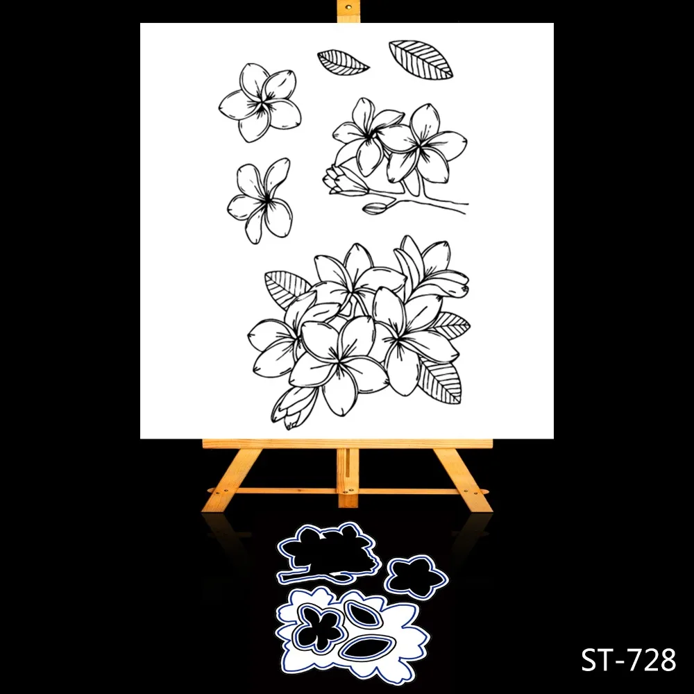

AZSG Five Petals Flower/Leaves Cutting Dies Clear Stamps For DIY Scrapbooking Card Making Decorative Silicone Stamps Decoration