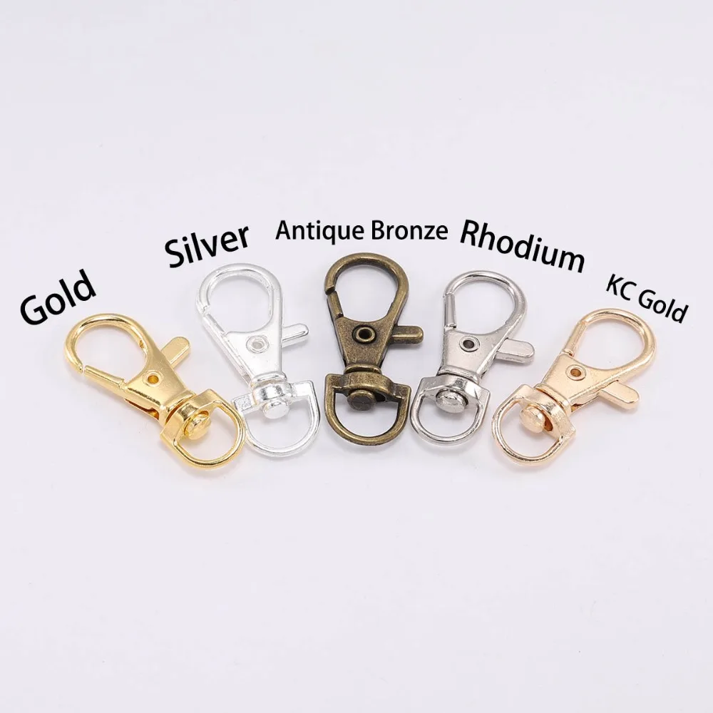 Lobster Clasps 10Pcs/Lot Swivel Lobster Clasp Hooks Keychain Split Key Ring Connector For Bag Belt Dog Chains DIY Jewelry Making Findings