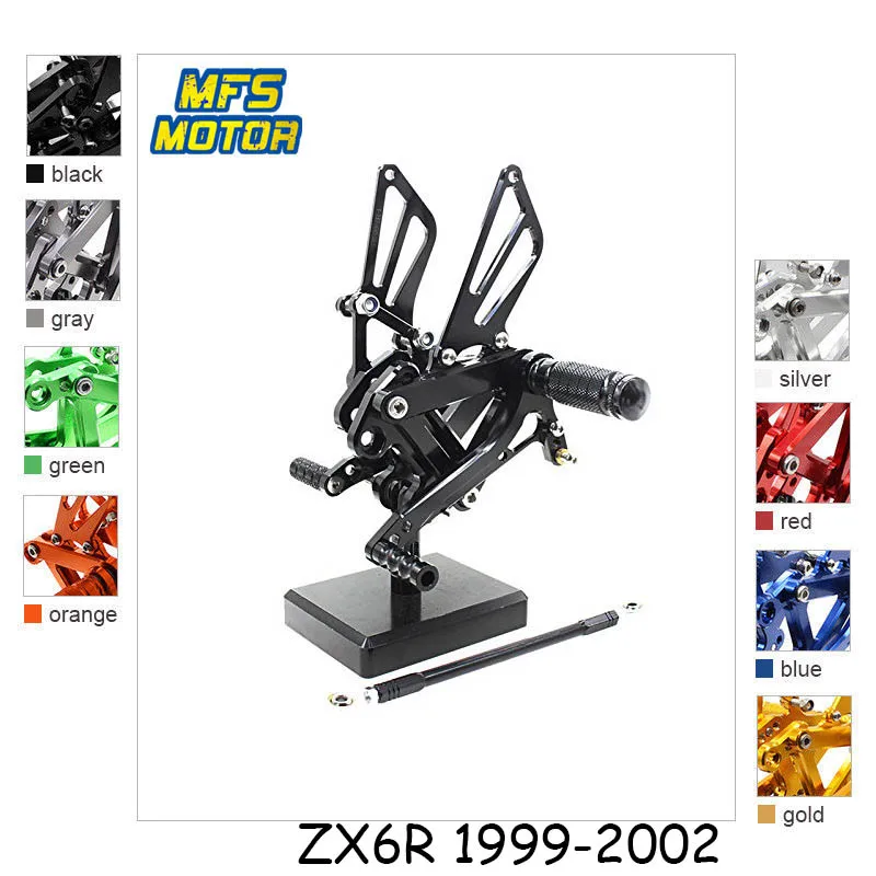 

For Kawasaki Ninja ZX6R ZX9R ZZR600 1999-2008 CNC Adjustable Rearset Motorcycle Accessories Foot Rest Foot Pegs ZX636 Footrests