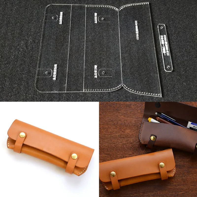 

1 Set Acrylic Leather Template Home Handwork Leathercraft Sewing Pattern Tools Accessory Pencil box pencil case 19.7*7*2cm