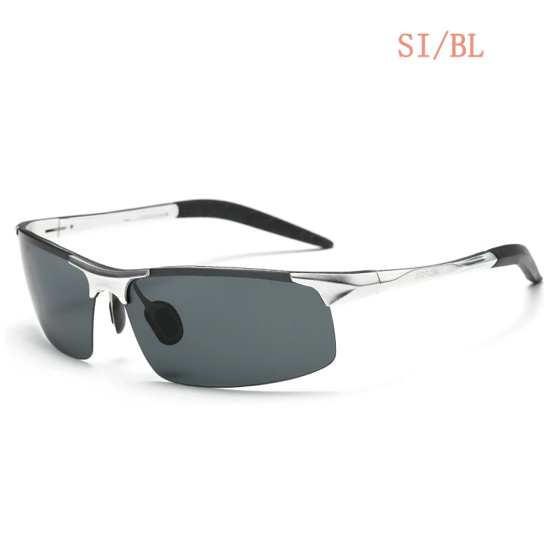 AORON, мужские Поляризованные алюминиевые солнцезащитные очки, HD очки для мужчин, для вождения, lunette de soleil homme zonnebril mannen oculos masculino - Цвет линз: SilverBlack