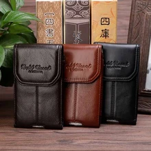 Золотые коралловые из натуральной кожи Повседневные Мужские поясные сумки маленький флип чехол для телефона 5,5 дюймов универсальная сумка для телефона Мужская поясная сумка