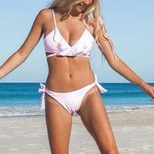 MUQGEW бразильский летний купальный костюм Женская мода Полосатый Крест бандаж рябь низкая талия из двух частей бикини#0125