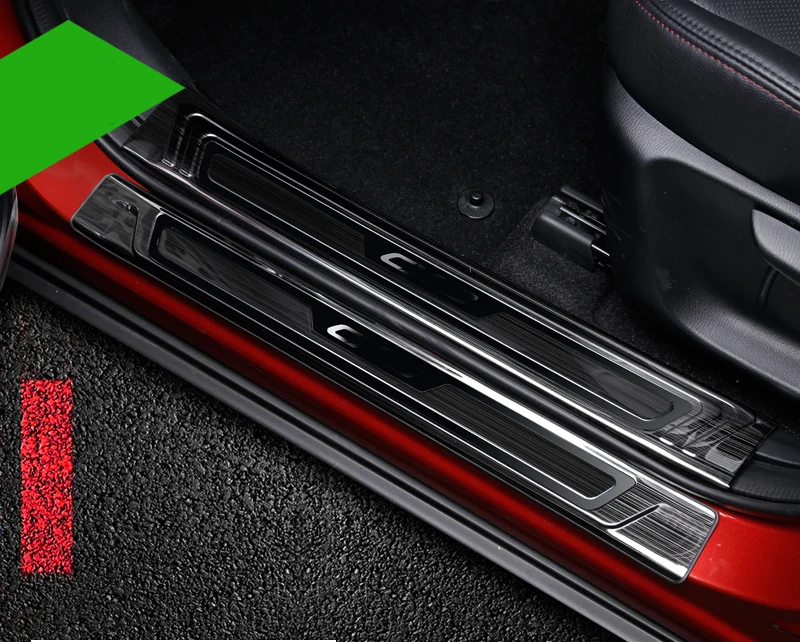 

KOUVI BLACK STAINLESS 4PCS PEDAL DOOR SILL ENTRY GUARD SCUFF PLATE ACCESSORIES FOR Mazda CX-3 CX3 CX 3 2016 2017 2018