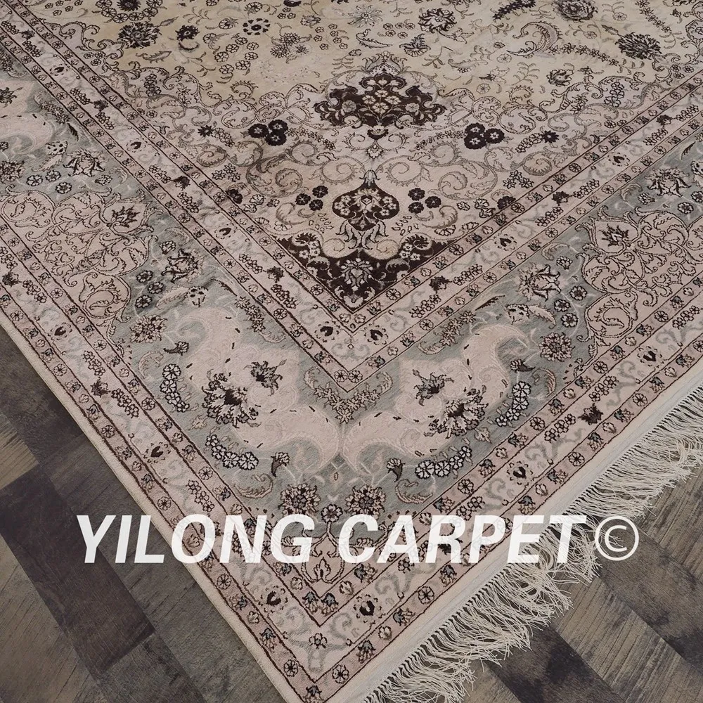 Yilong 9'x12' Тебризский шелковый ковер дизайн ручной работы турецкий Шелковый ковер(ZW008A9X12