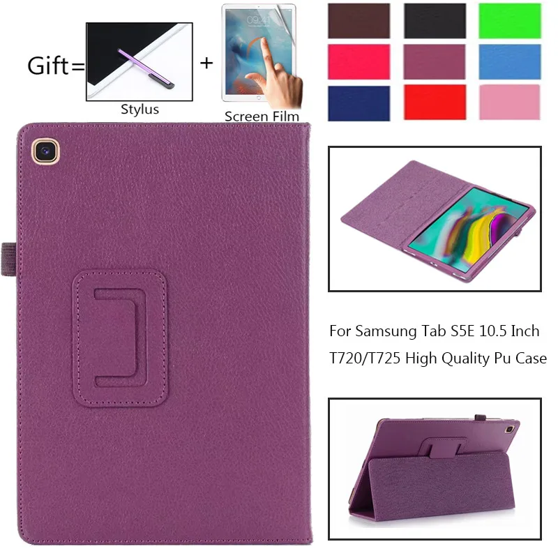 

Tablet Case for Samsung Galaxy Tab S5E 2019 T720 T725 SM-T720 SM-T725 PU Leather Slim Folding Litchi Style Funda Cases+Film