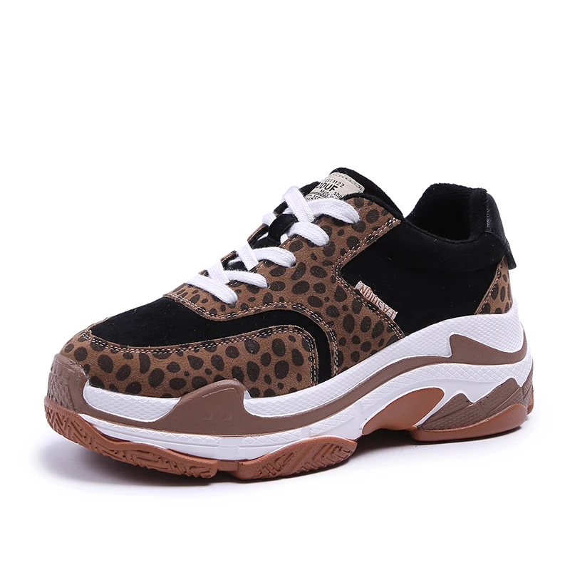 

2018 New Shoes Women Fashion Brand Platform Sneaker Lady chaussure Leopard Autumn Female footware Breathable Patchwork