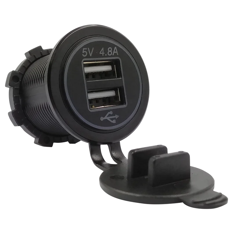 Новый 5 в 4.8A пластиковый двойной USB зарядное устройство для автомобиля мотоцикла