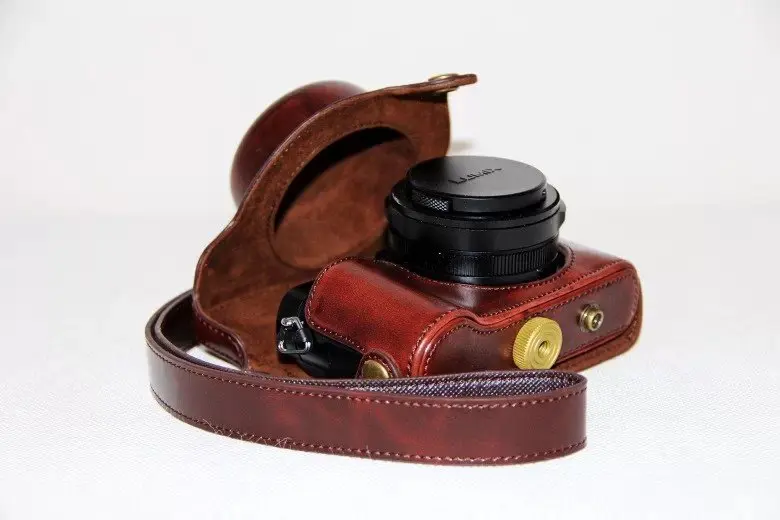 Сумка из искусственной кожи чехол для Panasonic lx100 LUMIX LX100 DMC-LX100 камера с кожаным плечевым ремнем кожаная видео сумка аксессуары - Цвет: Dark Coffee