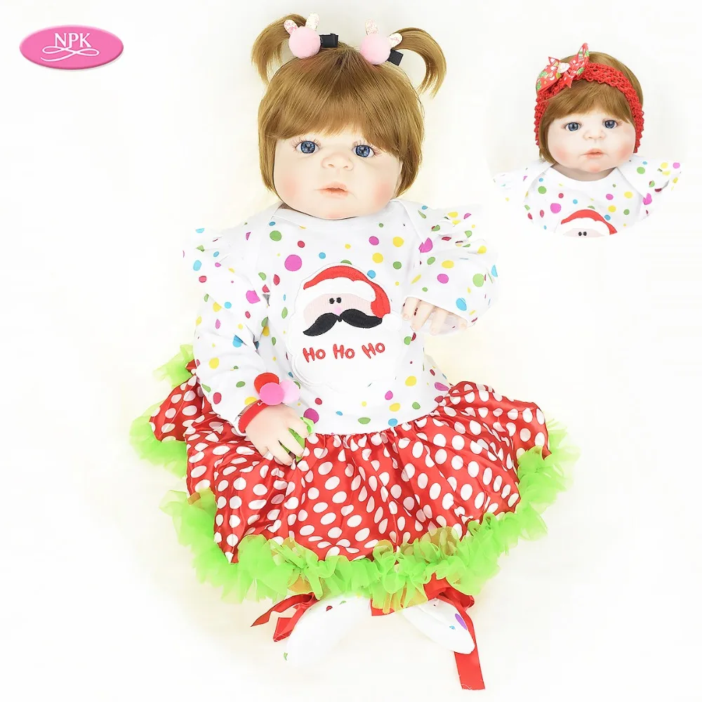 

NPK Real Full Silicone Body Reborn Baby Girl Doll Toys 57CM Soft Vinyl Newborn Princess Lifelike Babies Fashion Dolls Toy Menina