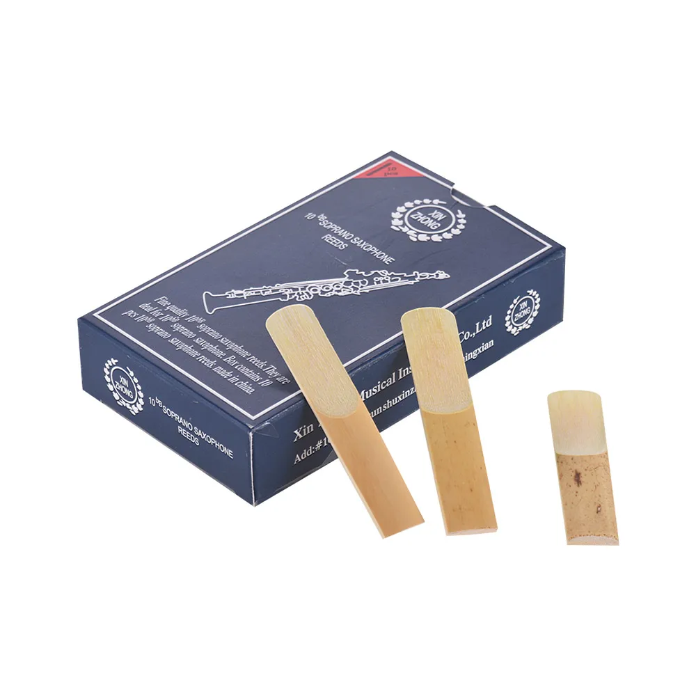 10pcs/ Box Saxophone Reeds Normal Level Bb Soprano Saxophone Sax Reeds Strength 2.0/ 2.5/ 3.0 Woodwind Instrument Parts