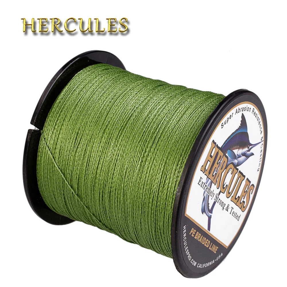 Hercules Army Green PE 100M 300M 500M 1000M 1500M 2000M 4-жильная плетеная леска для ловли карпа
