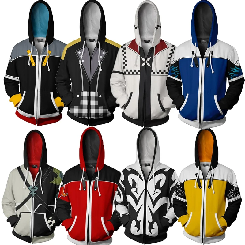 

Anime Game Kingdom Hearts Clothing Men Hooded Sweatshirts Long Sleeves Zipper Coats Jacket Streetwear Male Hip Hop 3d Print Tops