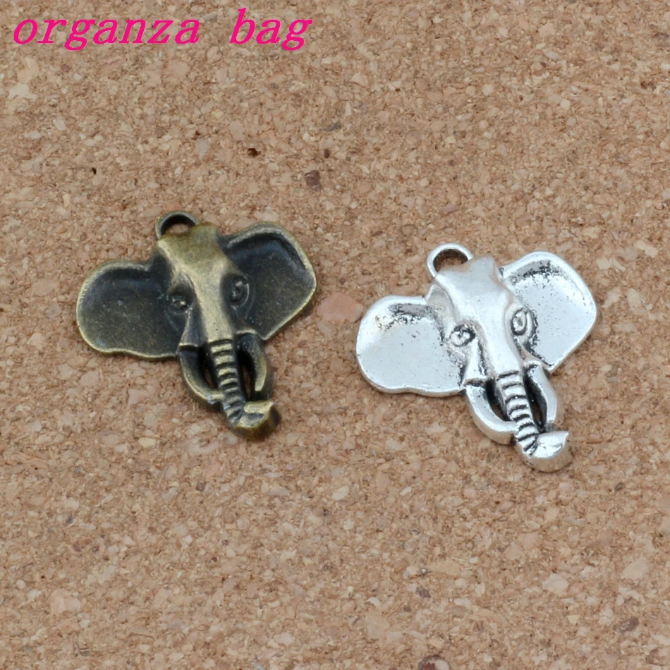 

Elephant head Charms Pendants 100Pcs/lots 22.8x26.2mm Antique silver/ Antique bronze Alloy Fashion Jewelry DIY Fit Bracelets