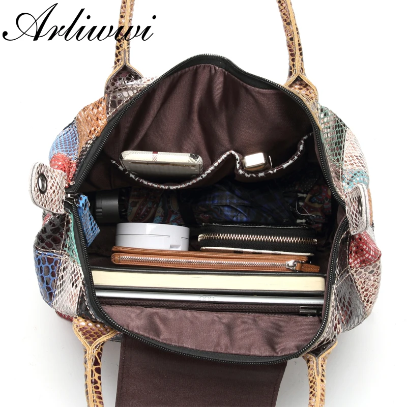 Arliwwi брендовые дизайнерские женские сумки из натуральной кожи ручной работы в стиле пэчворк женские цветные сумки из натуральной кожи Новая мода