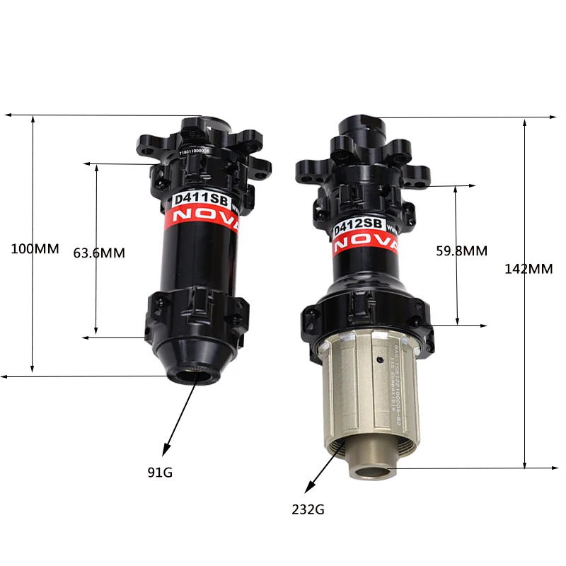 Тайвань Novatec D411SB D412SB 24H дорожный дисковый тормоз, велосипедные ступицы с быстрым выпуском или через ось 12*100 мм 12*142 мм спереди и сзади