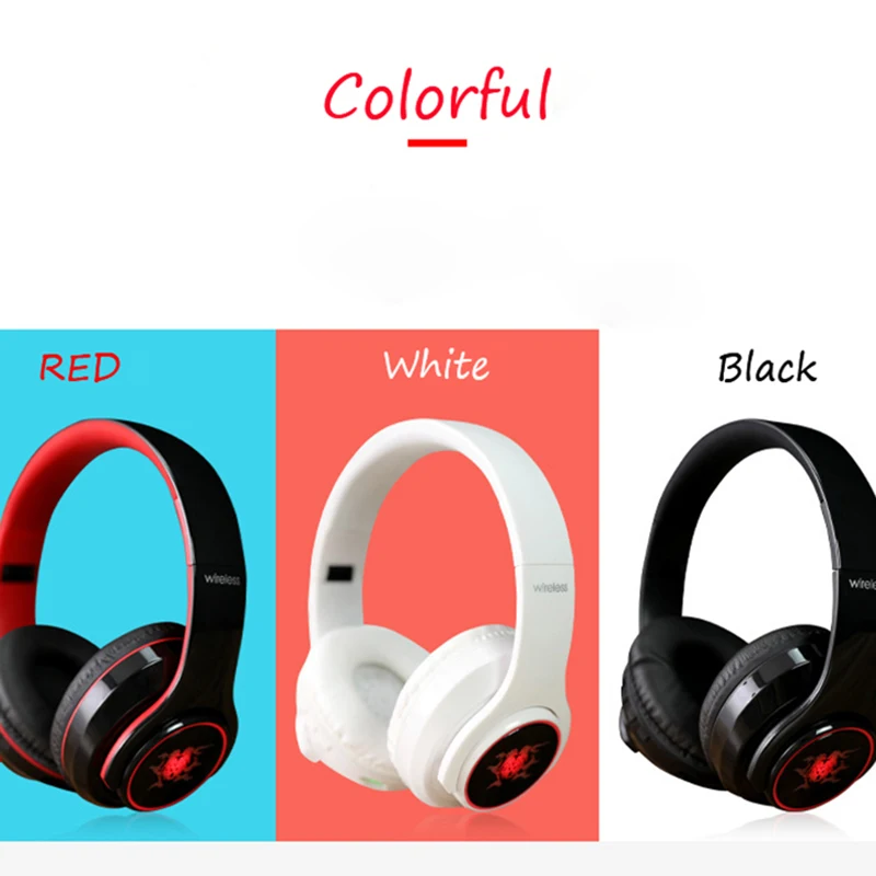 Наушники bluetooth 4 1 беспроводные HIFI семицветные LED над ухом гарнитура