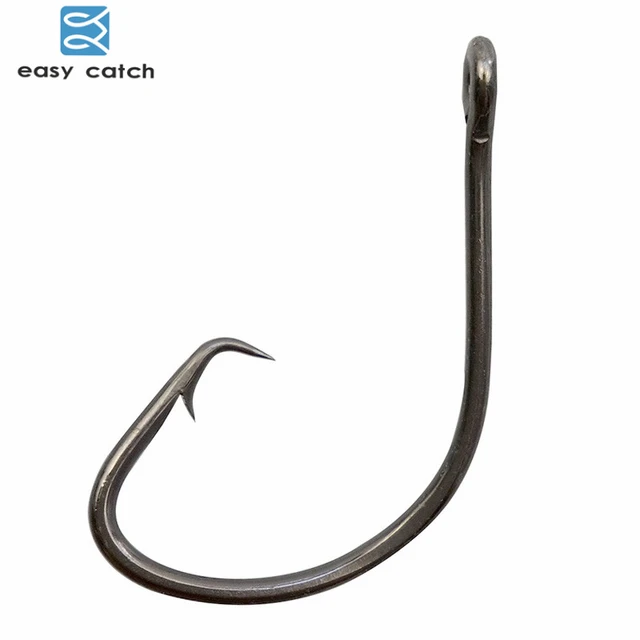 Easy Catch 20pcs 7381 Black Offset Sport Circle Bait Fishing Hook Size 1 2  4 6