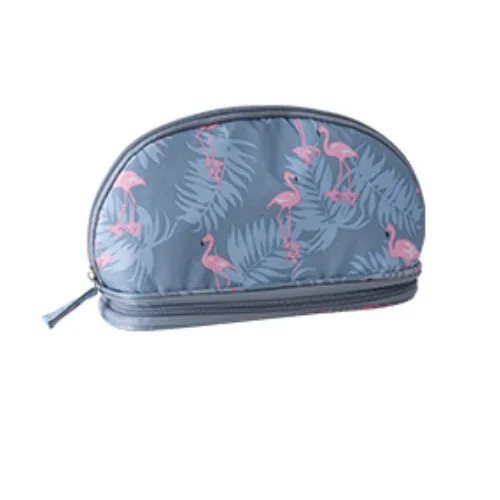 blue flamingo 1 шт. портативная женская косметичка, двойной слой, фламинго, косметички для макияжа, для путешествий, кисти для макияжа, органайзер, сумочка, косметичка - Цвет: blue flamingo