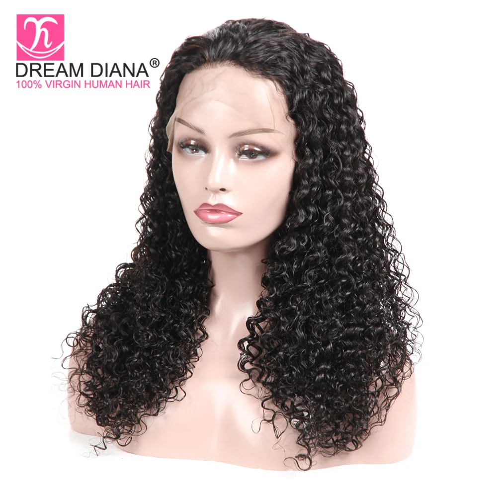 DreamDiana бразильский полный парик шнурка вьющиеся волосы Remy завиток воды 100%