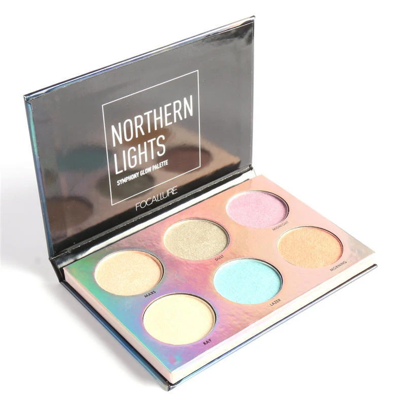 FOCALLURE Bronzers Highlighters Palette 6 Color Makeup Glitter Shimmer