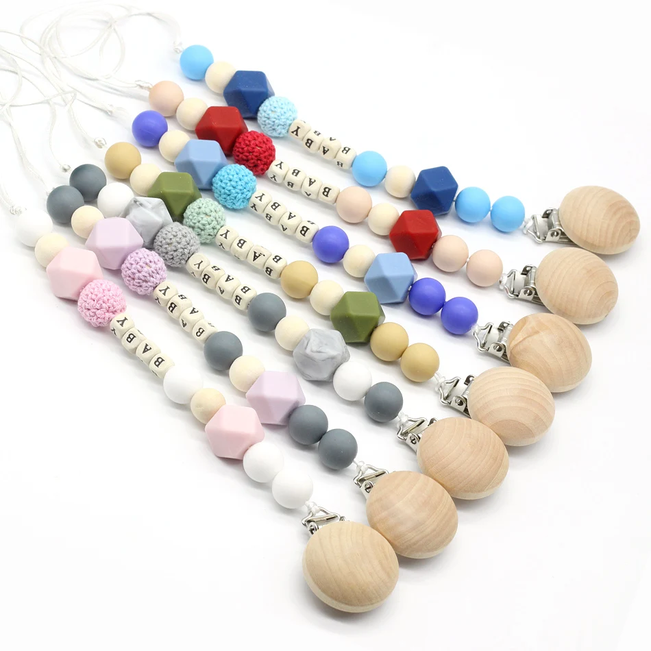 

Personalized Any Name Wooden Pacifier Clip, Soother Clips, Baby Shower Gifts, Teething Toy, Dummy Clips, Wood Letter Chains