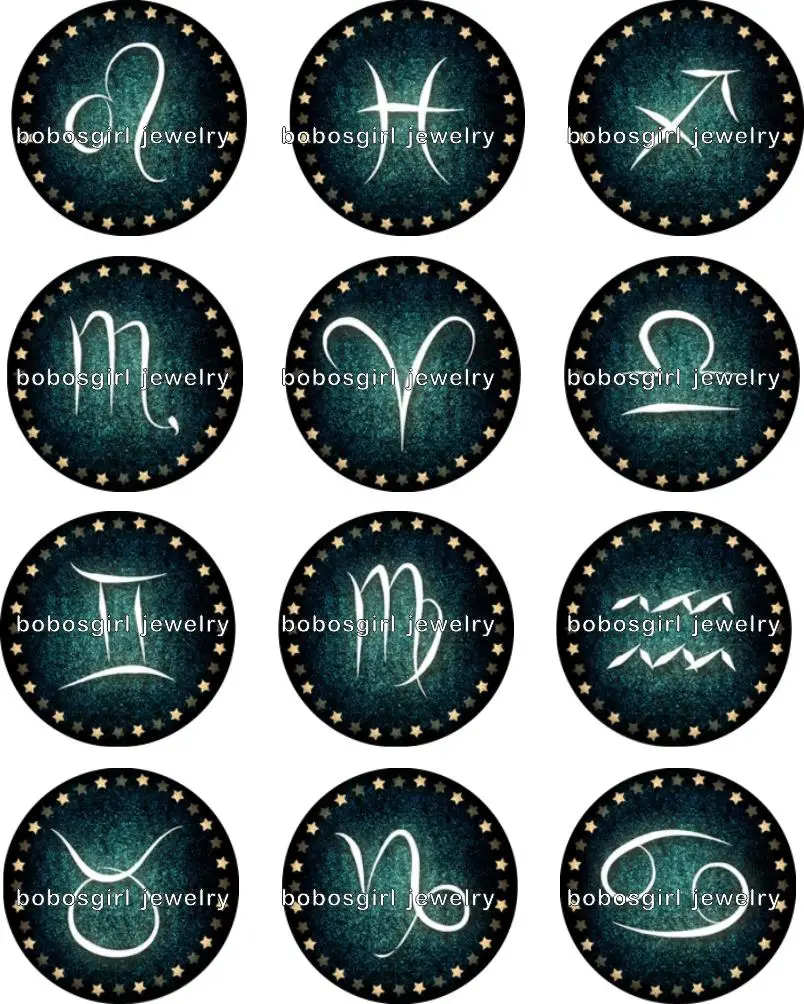 5pcs/set constellation Snap button Jewelry Cabochon bloom chunks Badge Reel ID holder Perfume Aroma Locket Gl238 | Украшения и