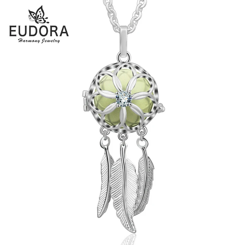 Eudora Harmony Necklce Ловец снов клетка кулон ромашка Colgante для 20 мм призывающий ангелов мяч с 4" украшение на длинной цепочке - Окраска металла: 34