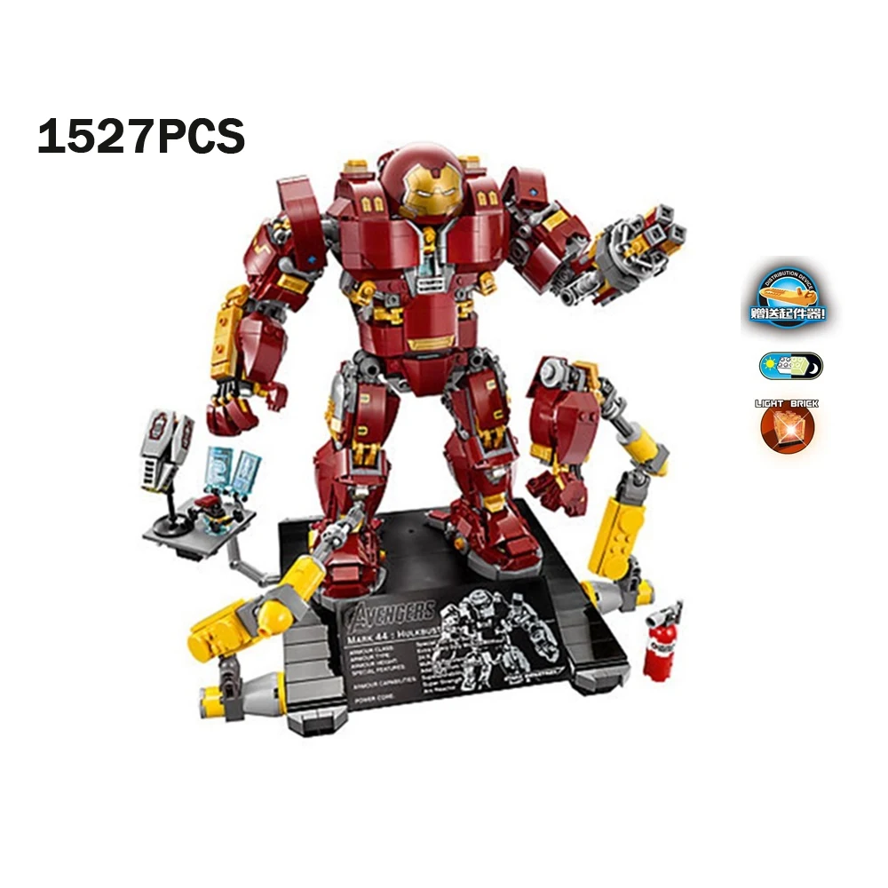 

Super hero ironman marvels avenger Infinity Wars Hulkbuster Ultron Edition building block mk43 figure brick 76015 toy with light