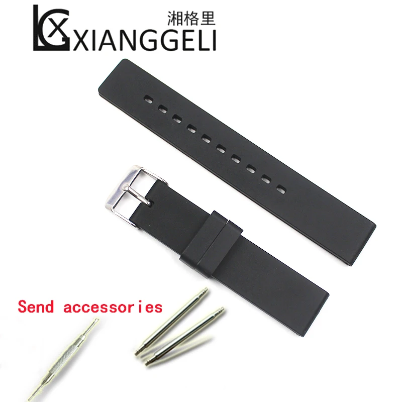 

Watch Accessories 18mm Silicone Strap Pin Buckle Plastic Strap For Brand Watch That Male Is Lady Watch Band