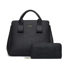 2016 famoso Diseñador de la Marca de moda bolso de Las Mujeres de Cuero de LA PU del patrón de lichee Bolso de Hombro Imprimir Rose Composite Bolsa Monedero 2 unids/set