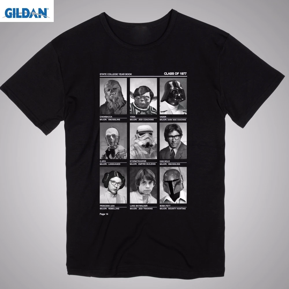 

GILDAN T Shirt Funny Star Wars Galactic Class of 1977 Yoda Jedi Solo Skywalker Luke T-shirt Fashion Tees
