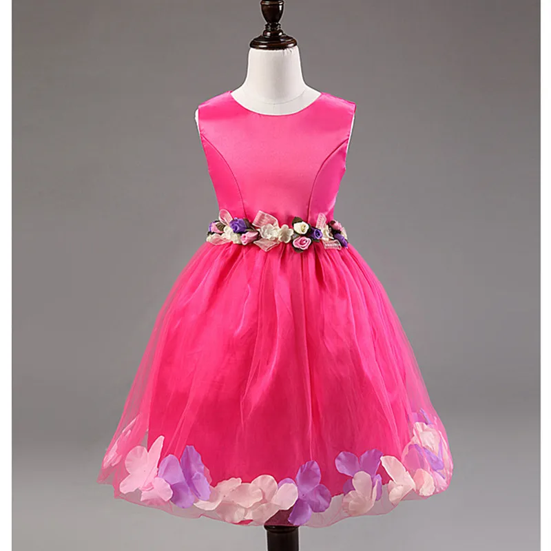 

2017 Brand Summer Girls Flower Christmas Cute Dress Sleeveless Party Wedding Princess Mesh Dress Girl Summer School Dress Hot