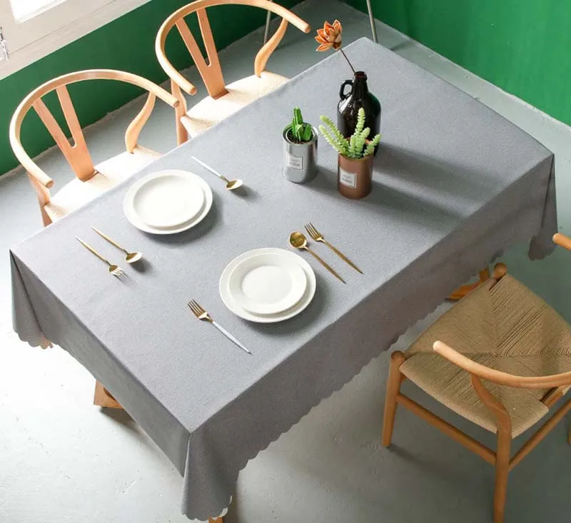  PVC Waterproof Tablecloth Solid Colour Table Cover Rectangular Anti-Hot Oil Table Cloth Carpet Wave