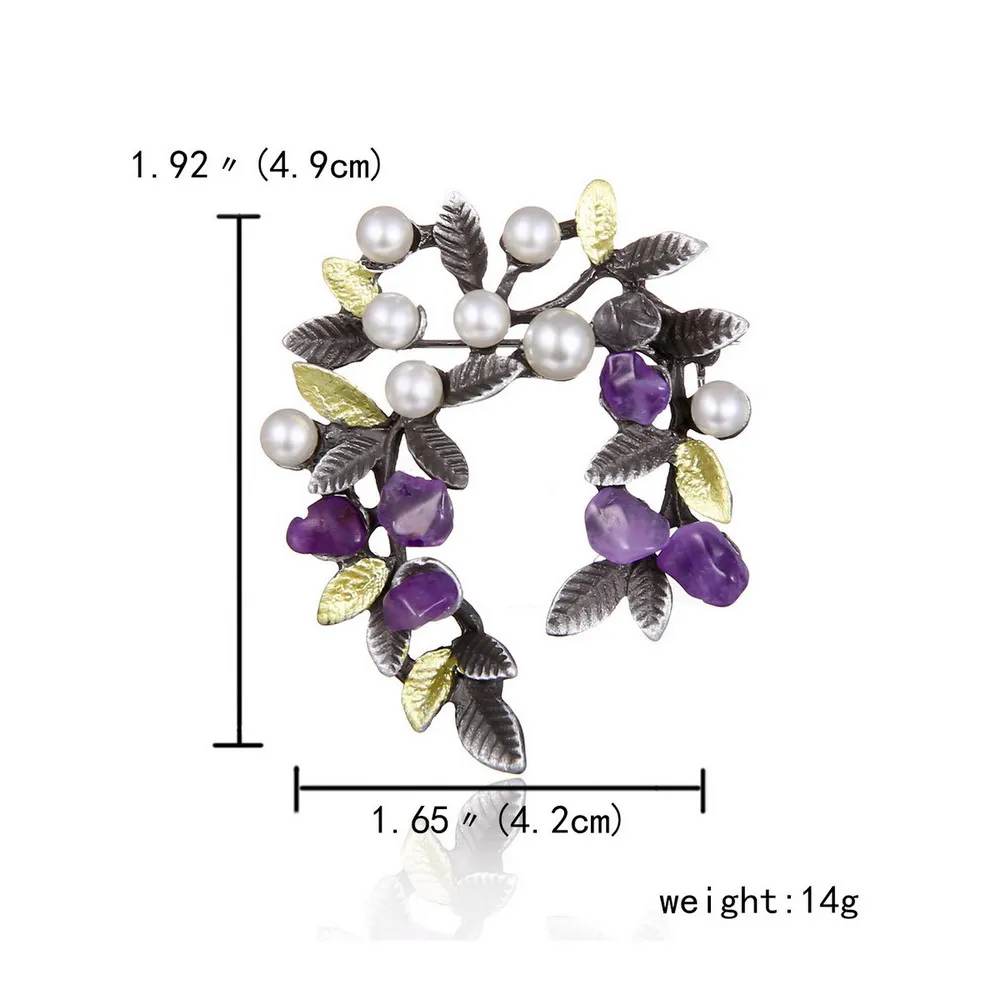 Красочные броши в виде листьев из натурального камня, булавки в винтажном стиле, имитация жемчуга, большая женская брошь, свадебные аксессуары, ювелирные изделия
