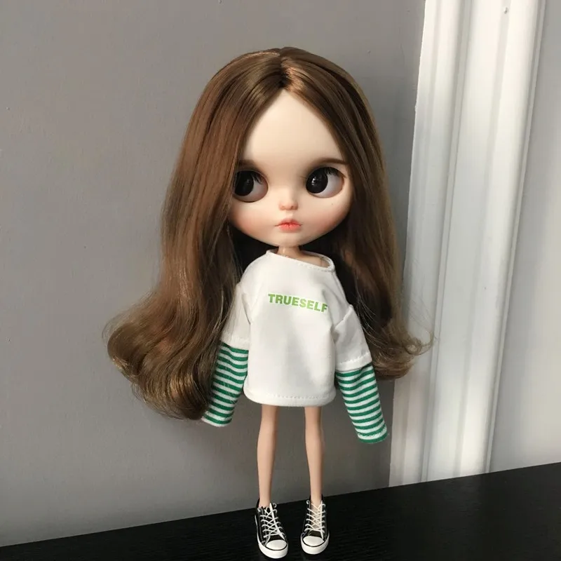 Blyth Кукла Одежда в полоску Повседневная футболка для azone ob24 ob27 pullip blyth кукла аксессуары Толстовка Одежда для куклы Барби 1/6